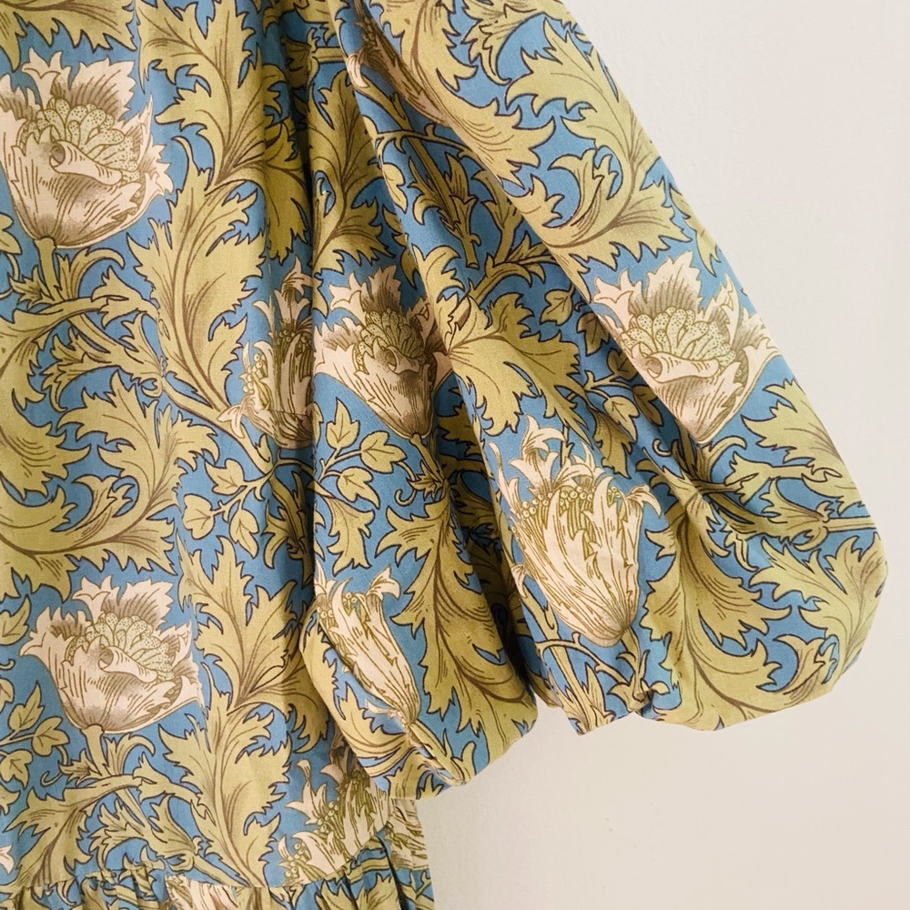 Tuckernuck Blue Green Leafy Floral Print Midi Hyacinth House Dress Size M NWT - Picture 7 of 7
